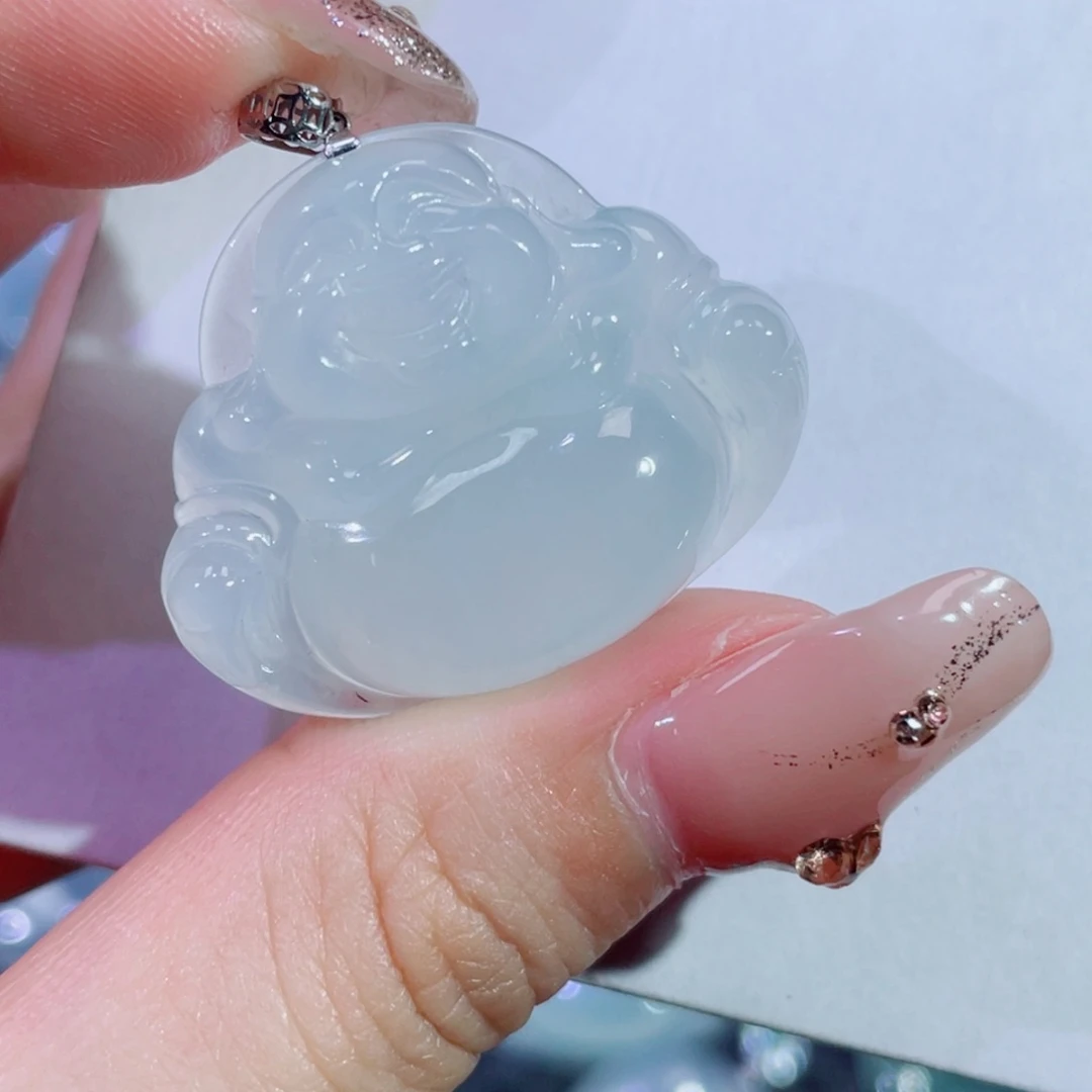 翡翠颈饰18K金镶嵌佛公