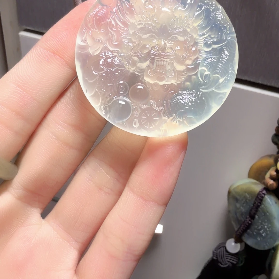 岫玉未镶嵌龙牌手工手工圆牌