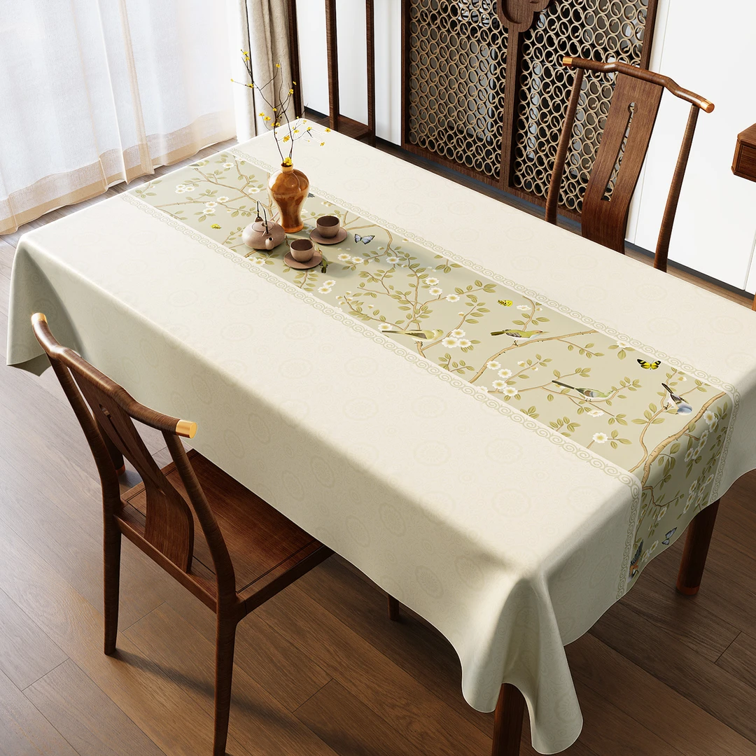 桌布国风新中式防水防油免洗长方形餐桌布轻奢高级感2025新款台布