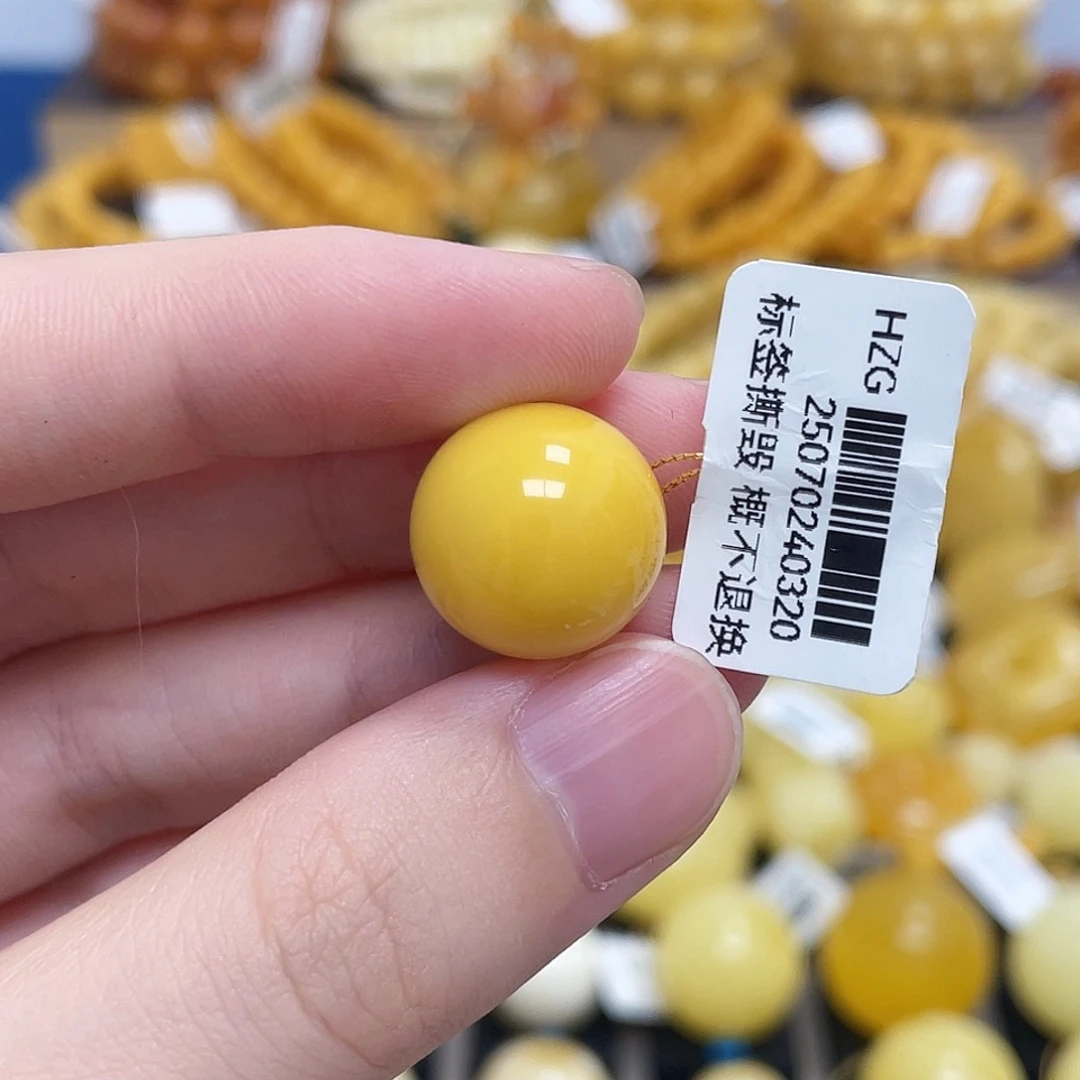 蜜蜡未镶嵌珠宝奇石圆珠鸡油黄15.5m m