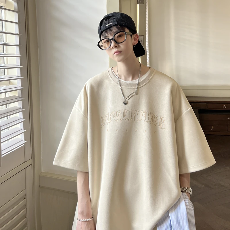 【10559包邮】2025夏装新款青少年学生美式复古潮牌圆领上衣T恤