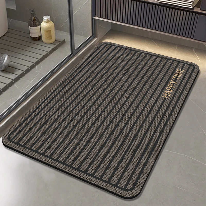 浴室地垫软硅藻泥吸水防滑地毯条纹耐脏免洗垫家用厕所门口脚踏垫