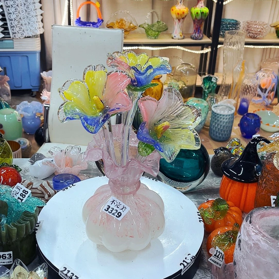 3花1瓶 家悦琉璃工艺品瓶不完美