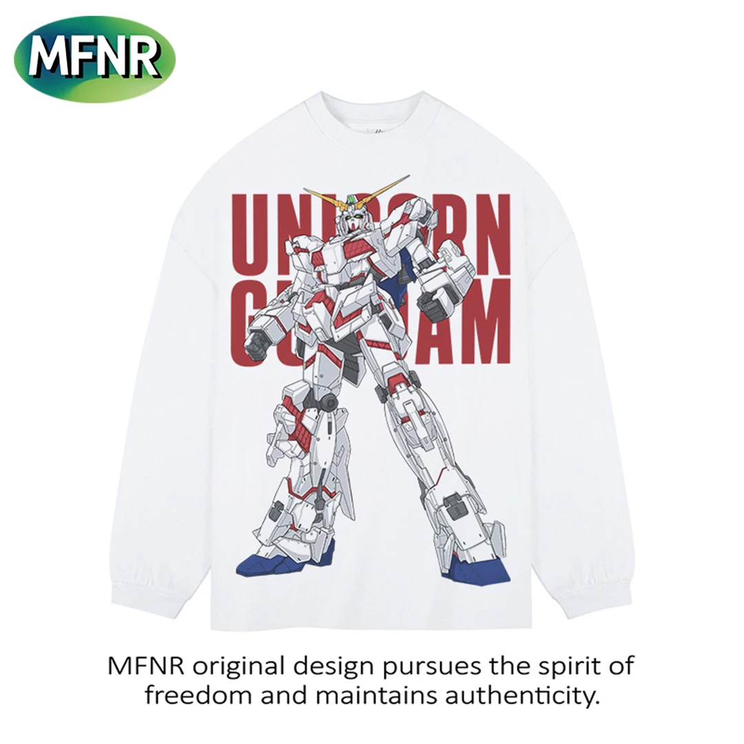 美式潮牌小众圆领重磅长袖T恤男秋冬新款情侣圆领宽松纯棉上衣潮