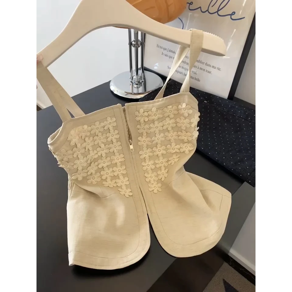 法式小资吊带背心女夏外穿无袖气质绝美漂亮小上衣高级感2025新款