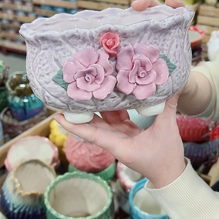 有孔，凑单福利满10元发货陶瓷多肉花盆！