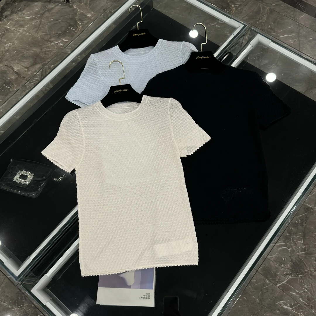 2025新款圆领针织衫百搭显瘦薄款T恤上衣-25854