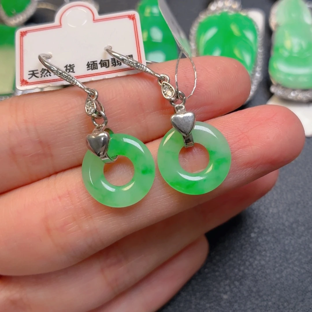 翡翠银S925镶嵌吊坠(不含链)耳坠