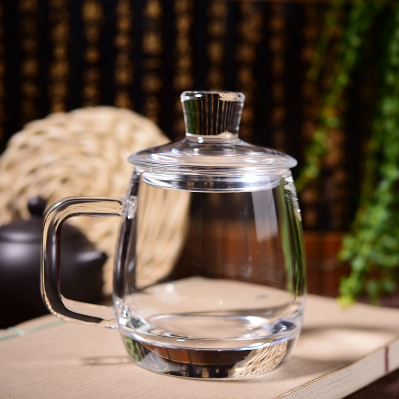 东海工艺水晶杯 手工制作带把手带盖茶杯 高档办公泡茶杯水杯送礼