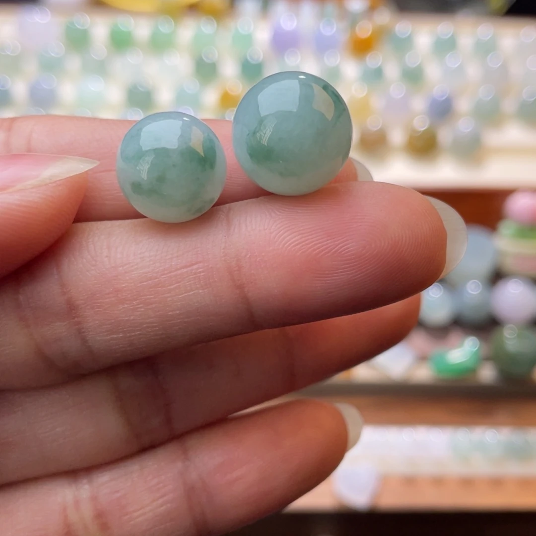 翡翠散珠飘蓝花圆珠 多样性选一颗发 11.8/13