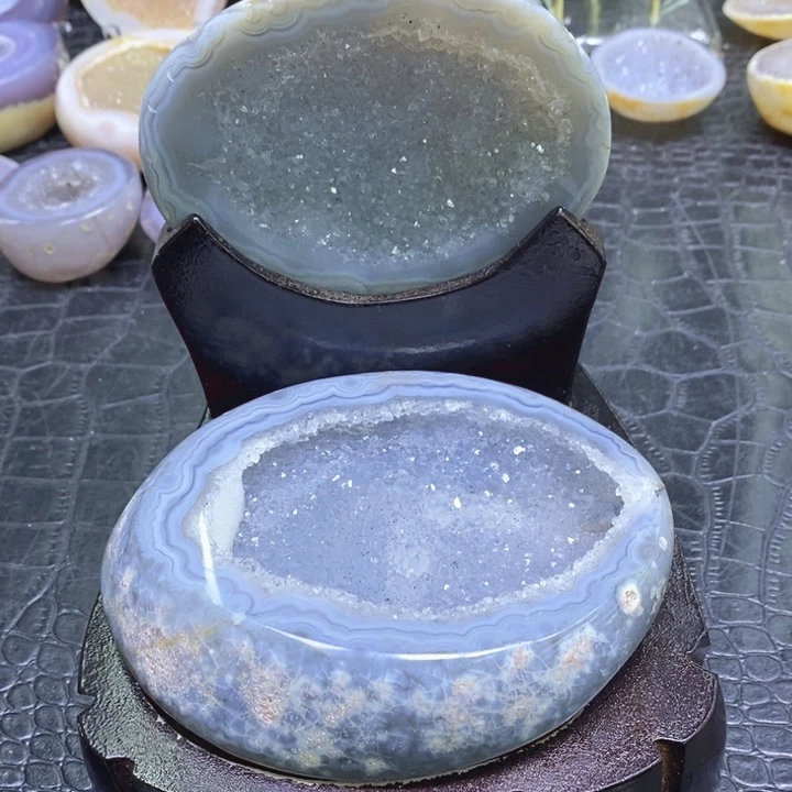 未镶嵌珠宝半成品水晶蓝晶雪景盆