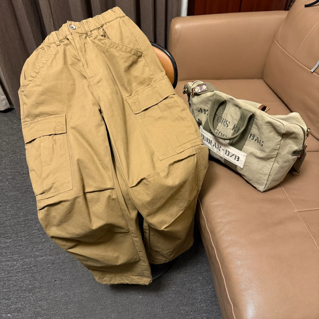 【X-931纯】《ST纯色伞兵全棉水洗》复古重磅立裁工装裤长裤-HJD