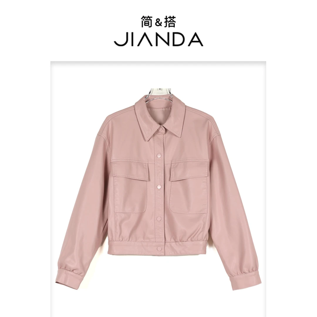 简&搭【千屿Sheila】翻领皮衣外套251-WT/0227-6122