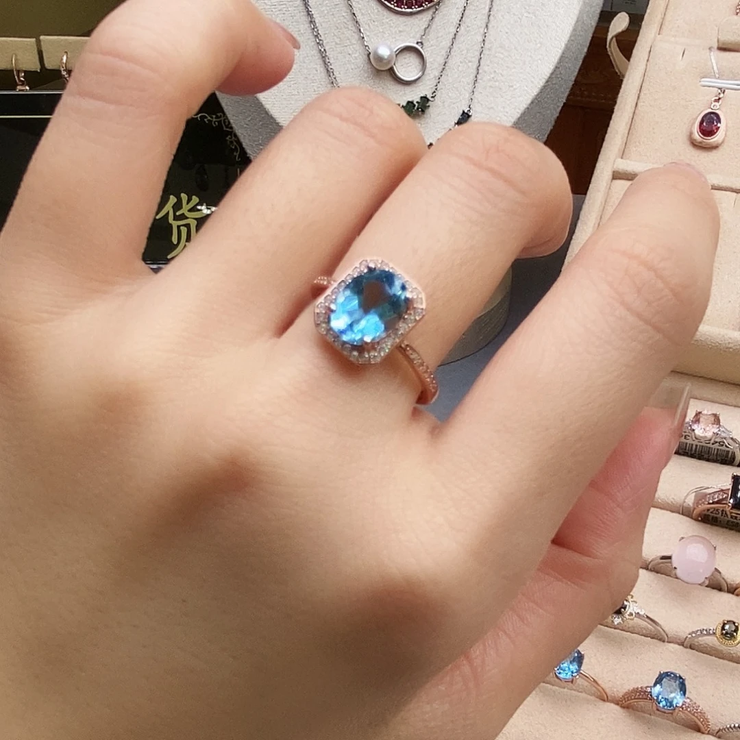 戒指银S925镶嵌托帕石戒指