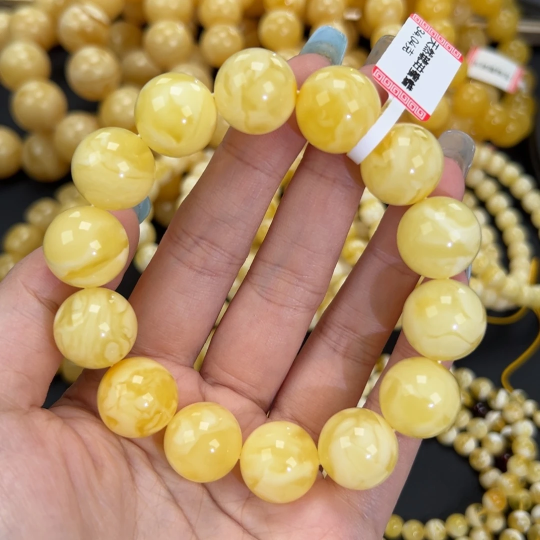 琥珀未镶嵌手链34.1白蜡妖花