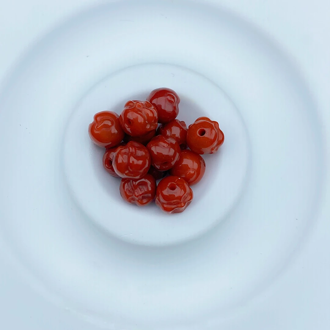 南红9mm佛公雕刻珠川料瓦西南红玛瑙单珠