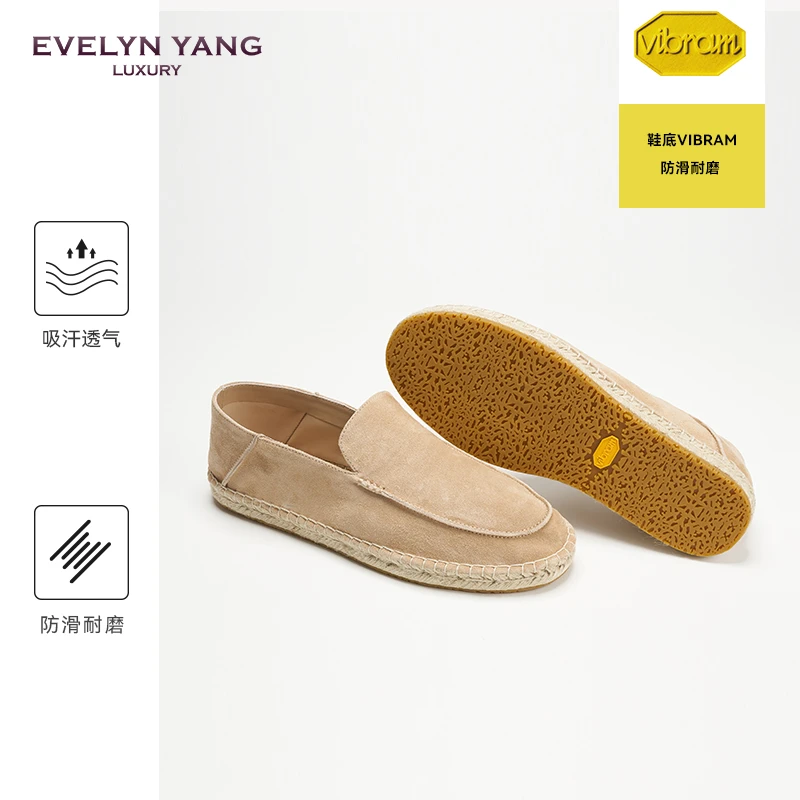 EVELYN YANG夏季新款男士高级感亚马逊热带V底小牛皮渔夫鞋吸汗
