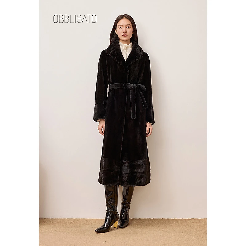 OBBLIGATO奥丽嘉朵1C65509538专选2025冬季新品水貂毛皮草外套