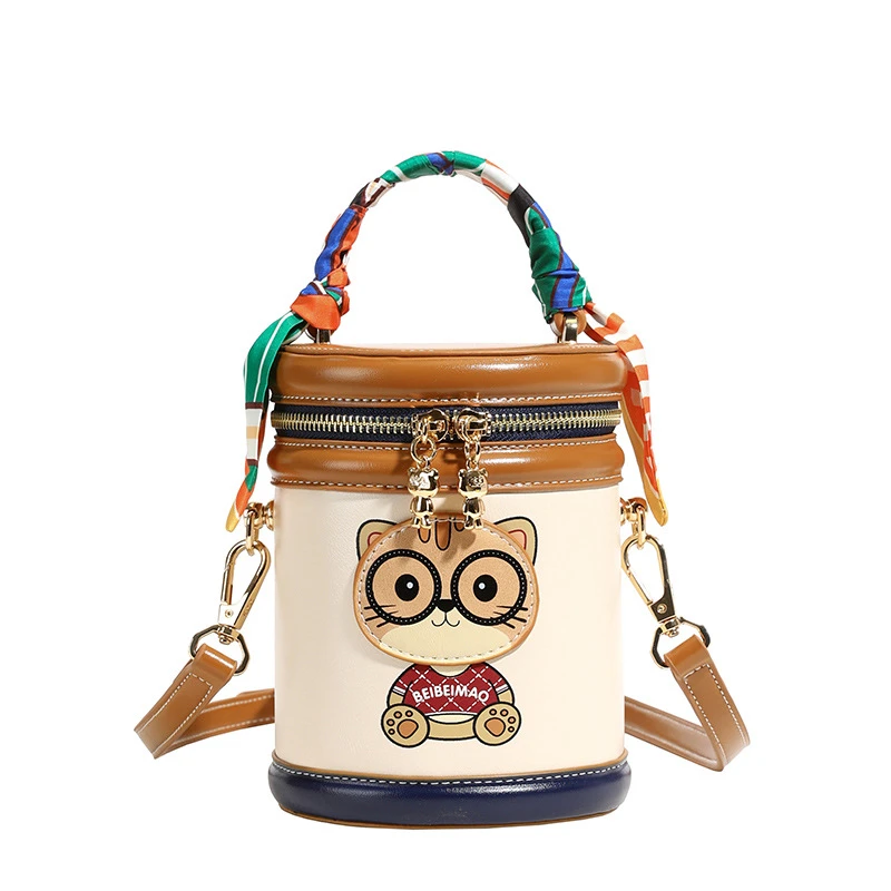 北包包源头工厂高级感百搭2025新款印花卡通可爱单肩斜挎水桶包女