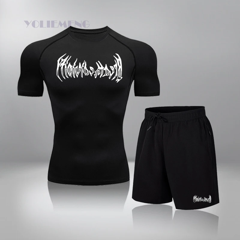 男士健身房专用套装运动夏季透气修身格斗弹力泰拳高弹晨跑