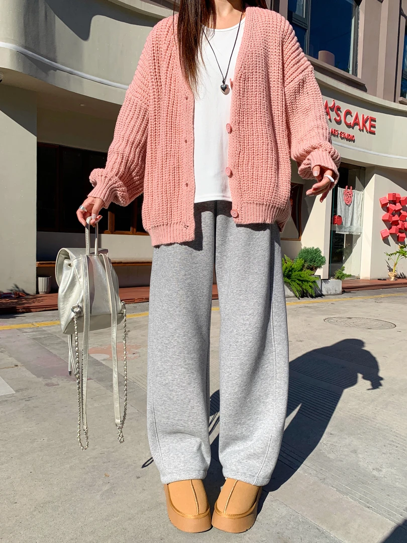 保暖休闲裤直筒卫裤阔腿裤束脚裤高腰大码秋冬阔腿裤灯芯绒裤女裤