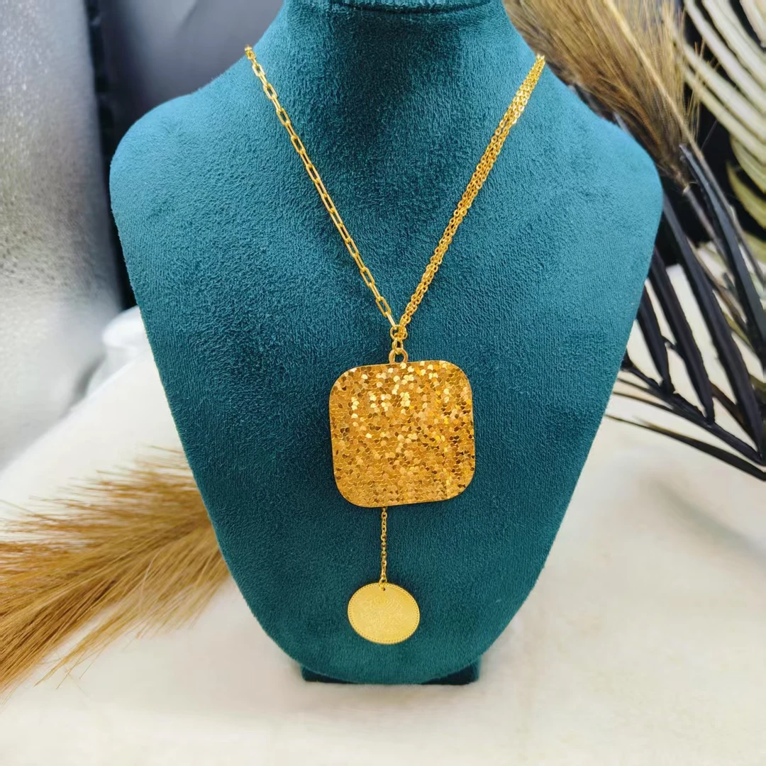 合金项链 镂空宽面时尚手镯手工气质轻奢百搭复古金色重工中古