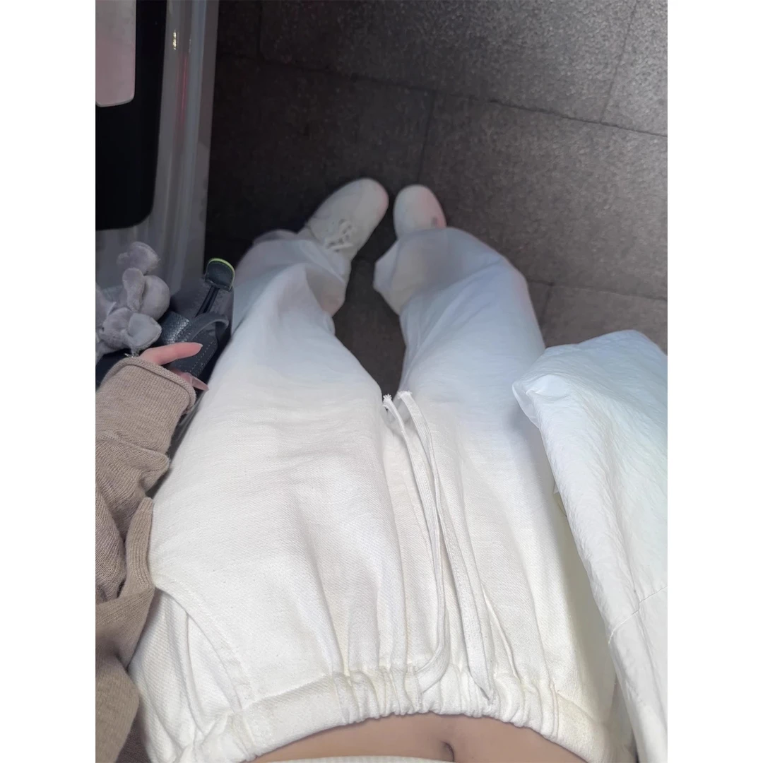 韩系ins简约纯色松紧腰休闲裤女夏季舒适亲肤家居睡裤洋气长裤女