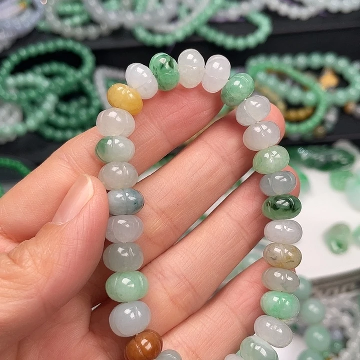 翡翠未镶嵌手链南瓜珠手串
