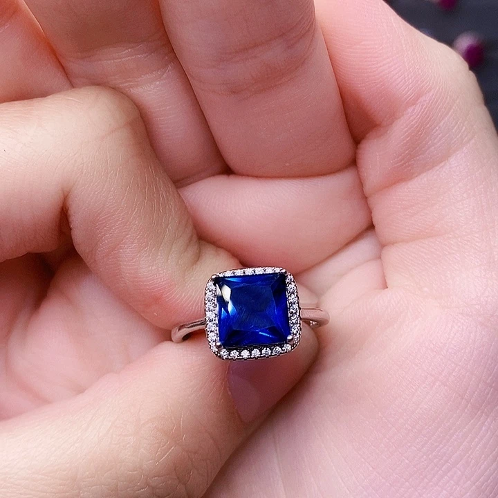 戒指银S925镶嵌蓝宝石