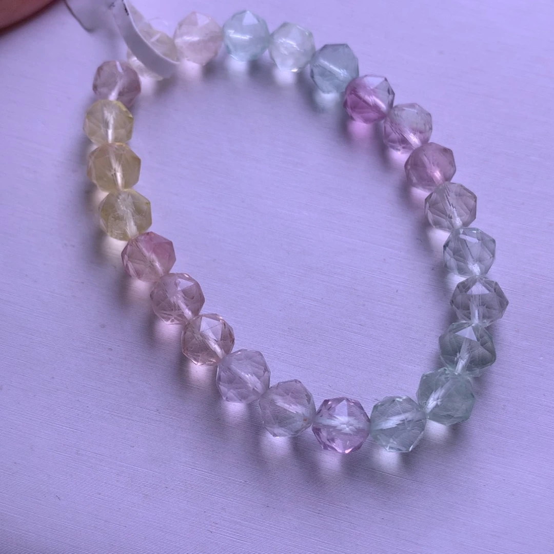 手链未镶嵌水晶萤石切面7+