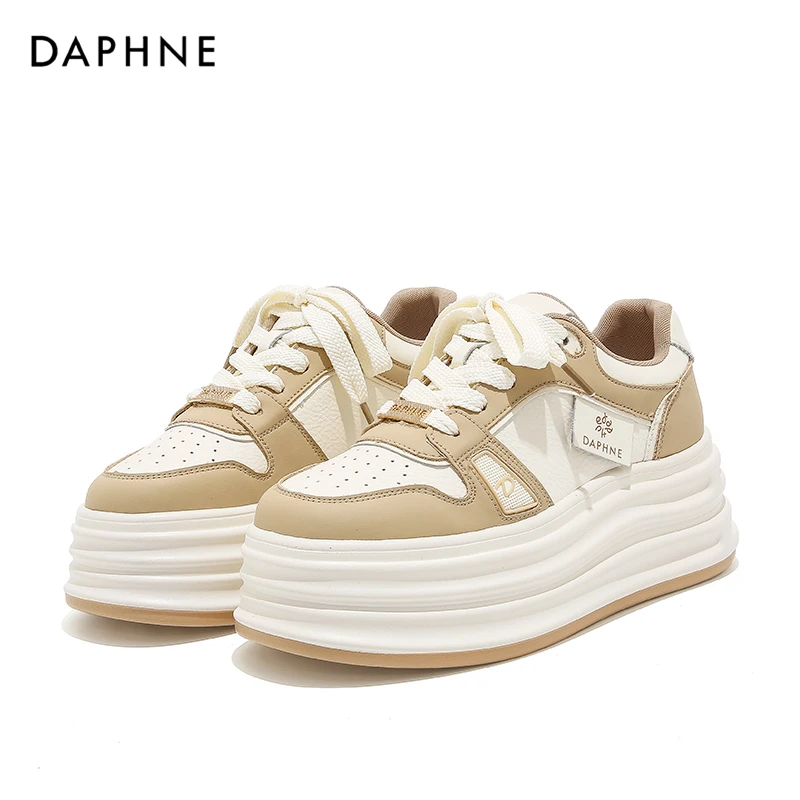 Daphne/达芙妮2025秋冬爆款时尚百搭休闲小白鞋厚底增高软底女鞋