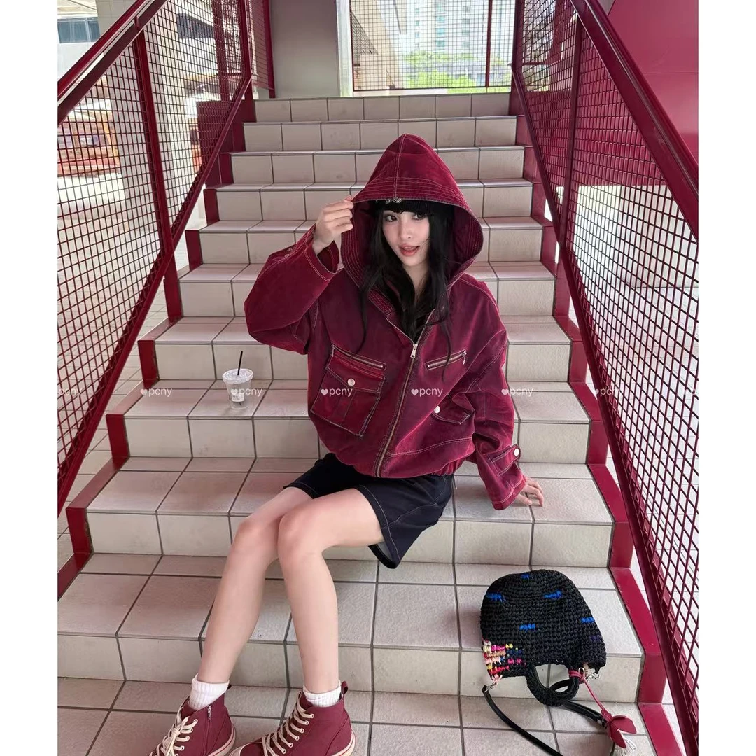 PCNY「危险人格」不理理秋季新款女装时尚休闲潮流拉链连帽外套