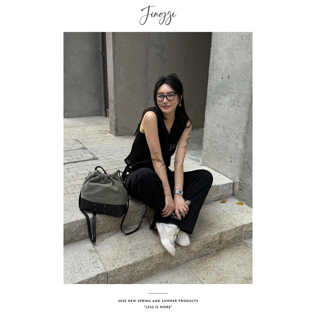 静子JingZi【奶奶勾的背心】100%棉手工镂空钩花背心1075