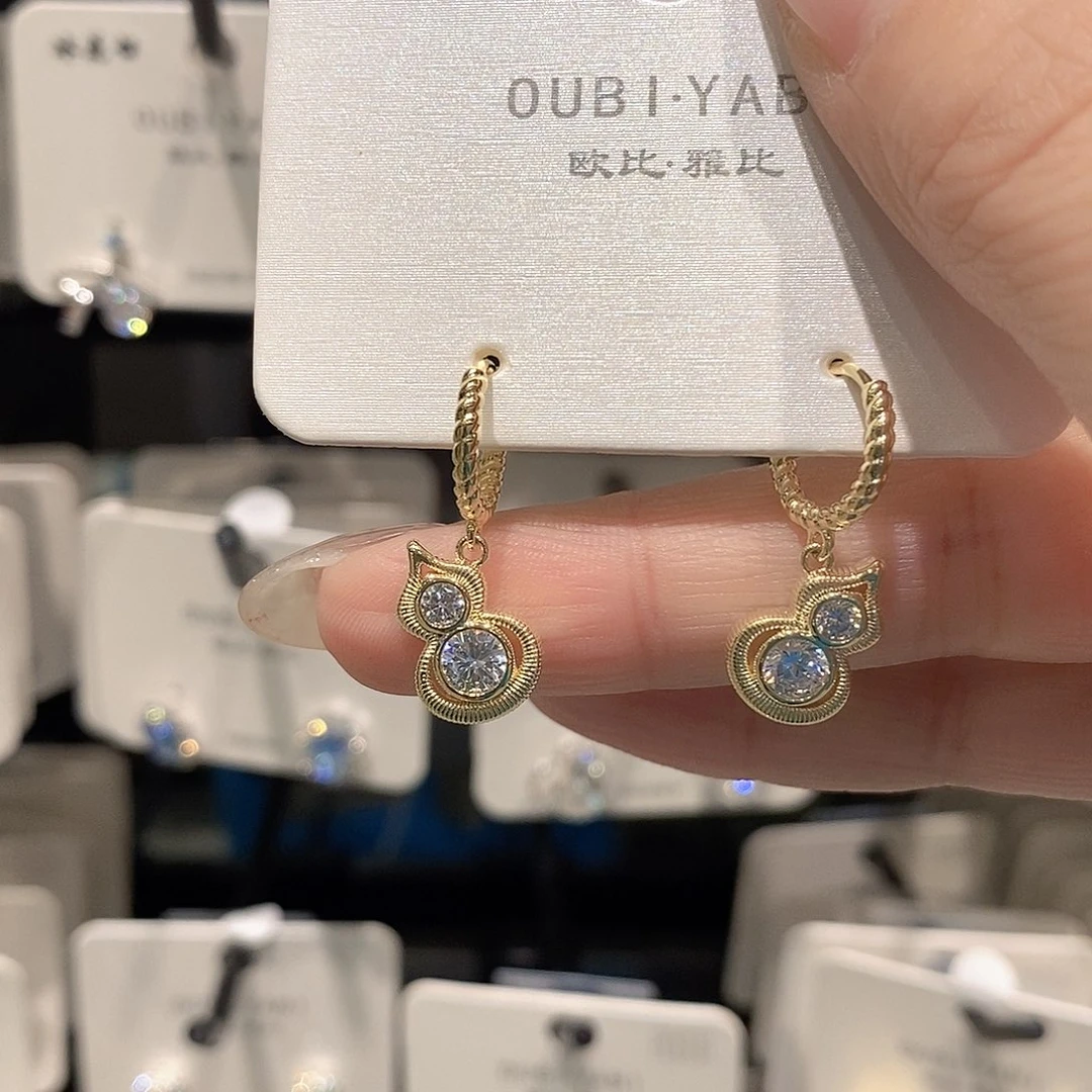 铜合金925银耳扣锆石葫芦