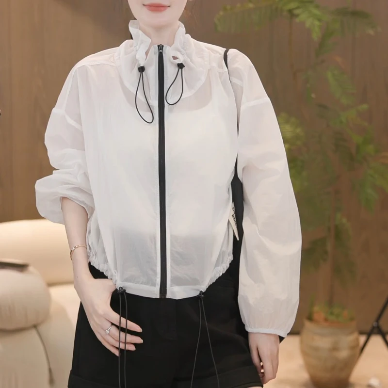 2025春夏新款撞色轻薄防晒衫防晒衣短外套LK2503510