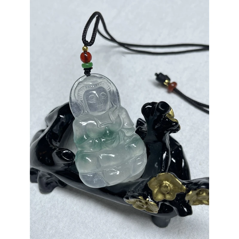 【闪购商品】高冰一抹翠飘花观音 吊坠未镶嵌A38