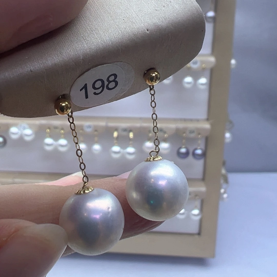 18K金镶嵌淡水珍珠耳饰