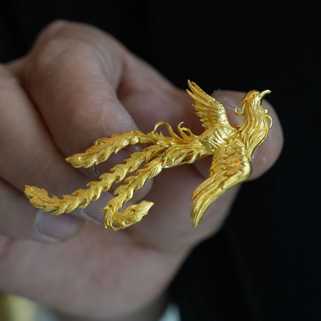 鳳喆錾刻工艺设计师款凤凰婚嫁五金国风戒指日常足金