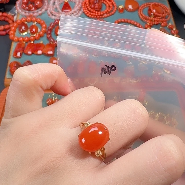 南红玛瑙银S925镶嵌戒指