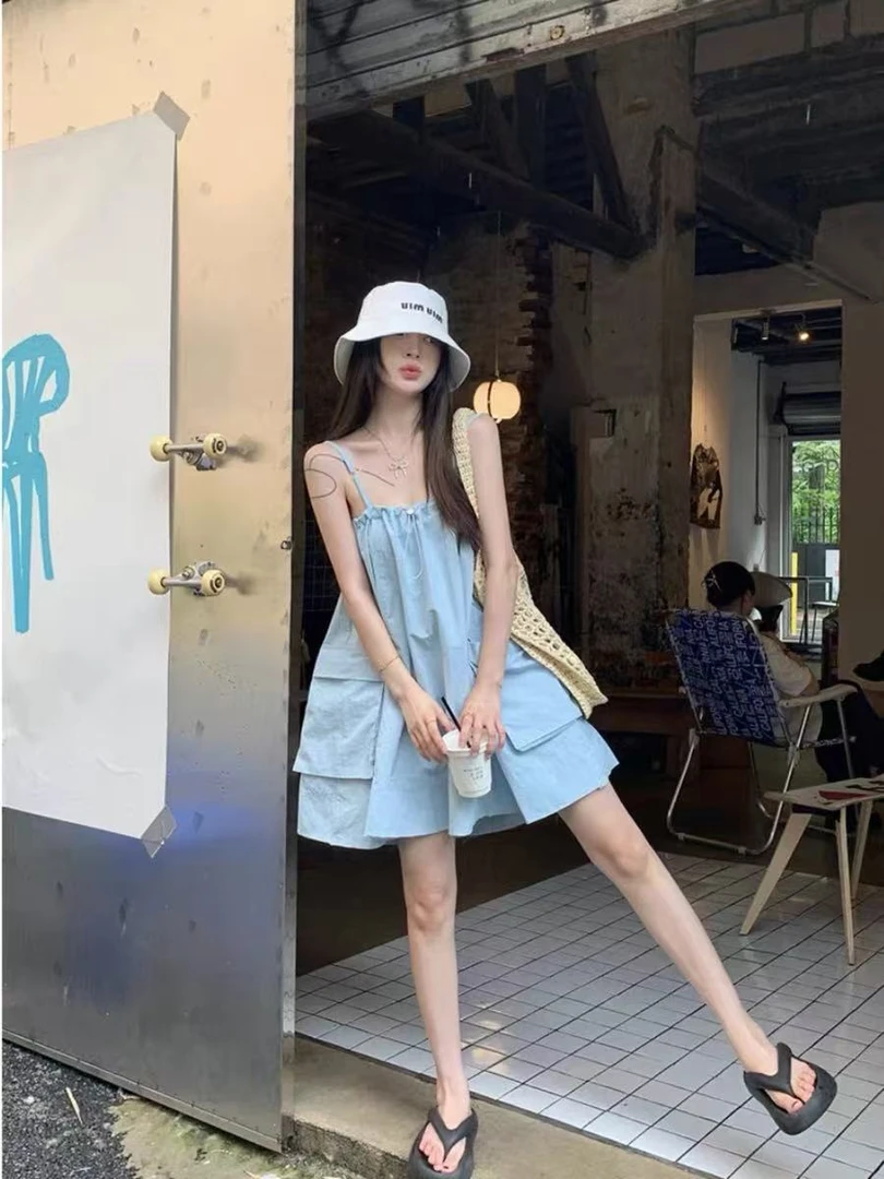 699夏季休闲风套装女小吊带背心薄款宽松阔腿裤子两件套