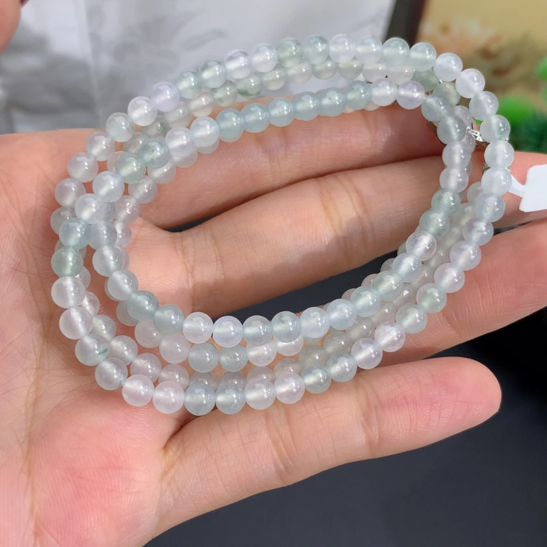 翡翠未镶嵌手串卡4.3冰胶马卡龙项链