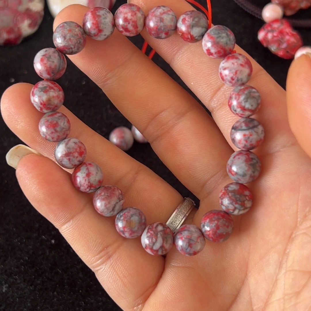 天然辰砂原石手串