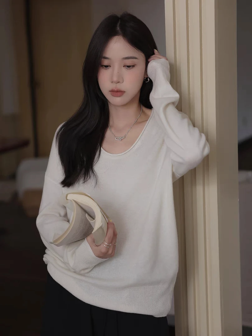 B501-550针织衫秋季上衣长袖套头款针织毛衣圆领保暖韩版