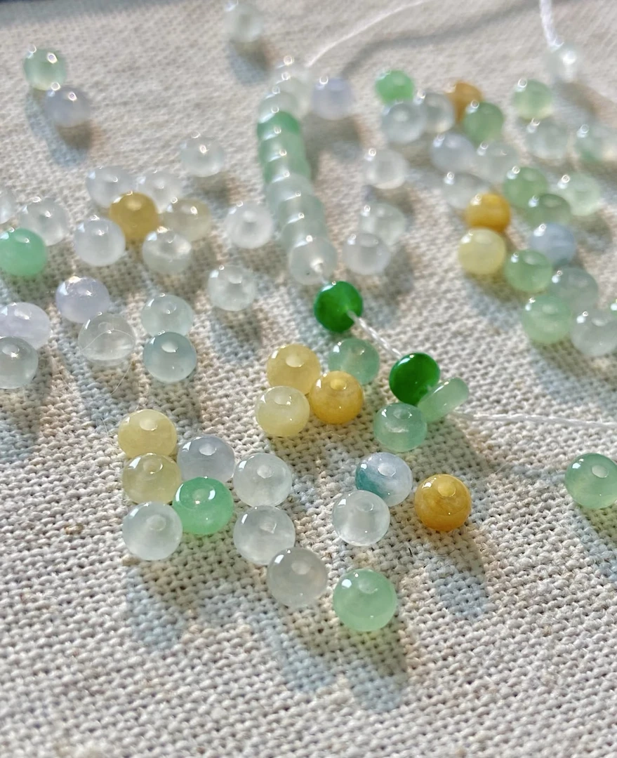天然缅甸A货翡翠散珠diy