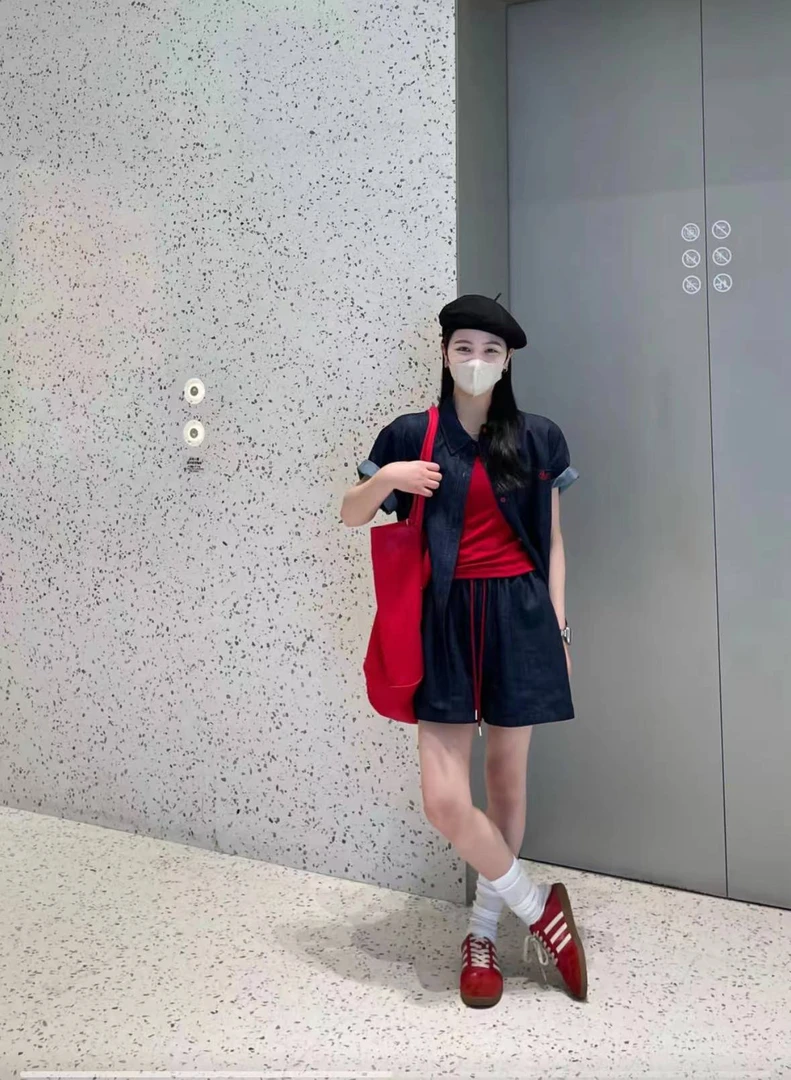 CHUMU/储慕【南风有穗】吊带背心短袖牛仔衣外套阔腿短裤时尚三件套