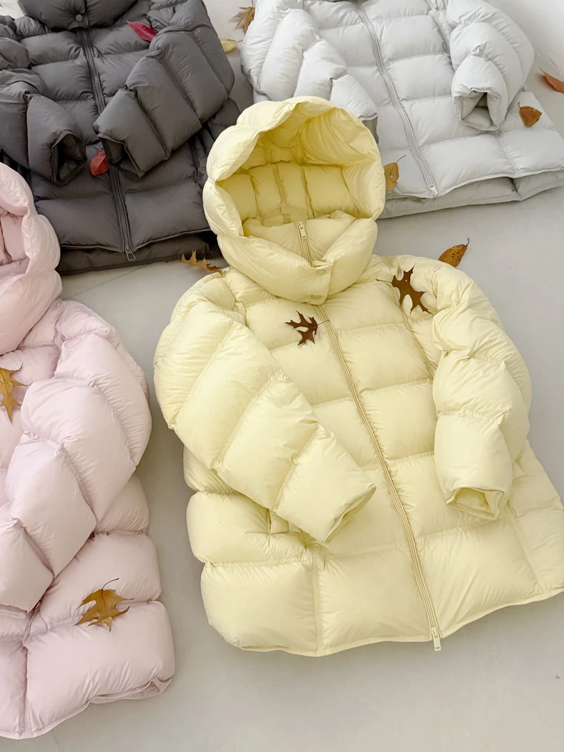 韩系 时尚百搭 一手长 连帽 泡芙 羽绒服