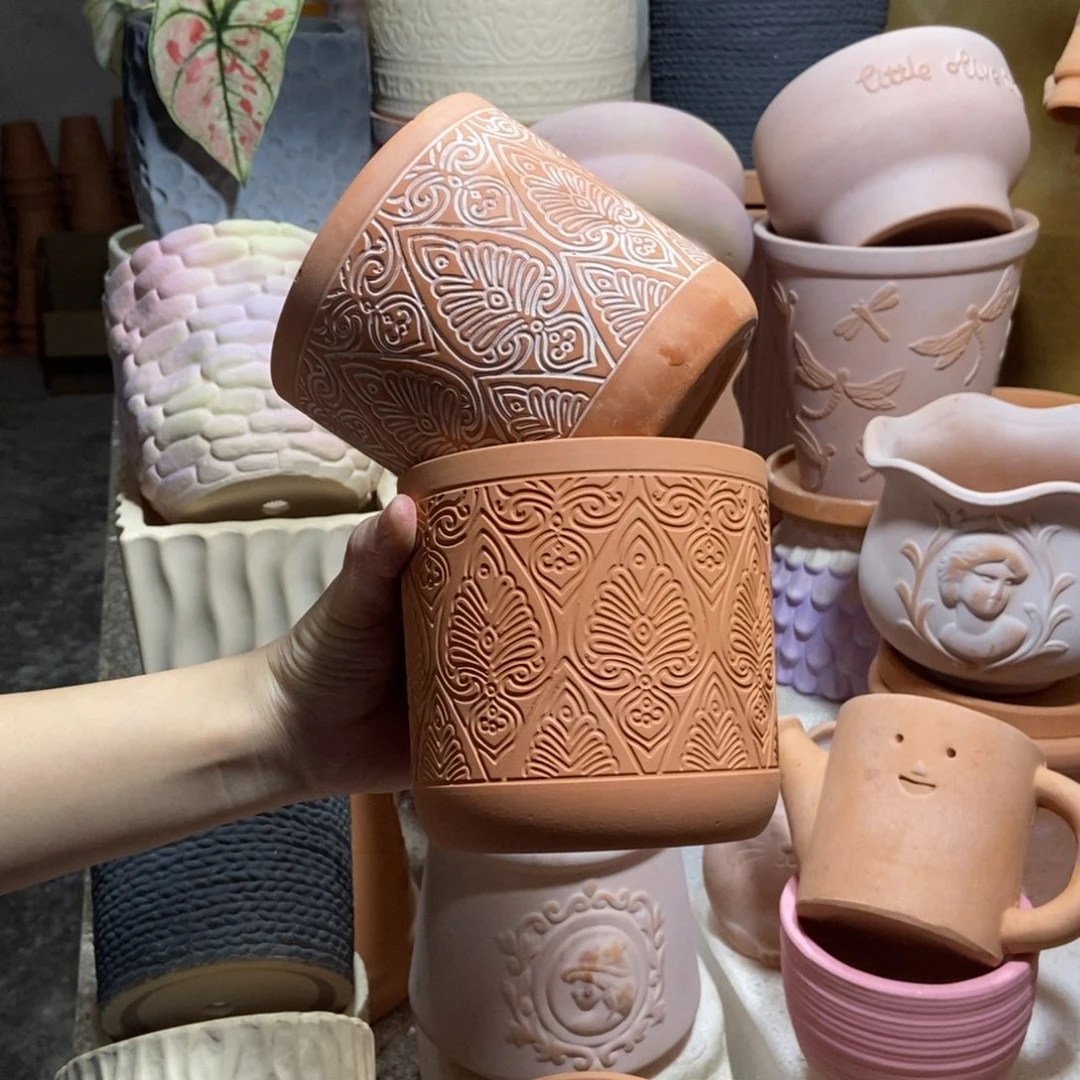 12×12几何直筒复古+红陶2个