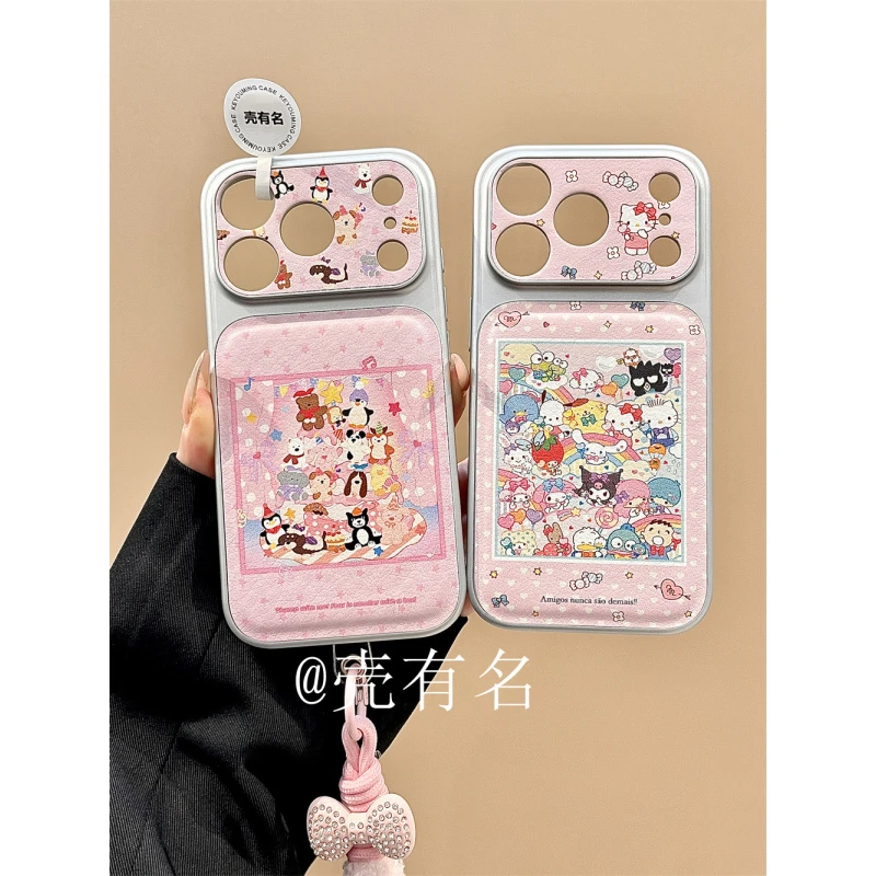 可爱卡通三丽鸥小动物派对手拎绳适用苹果17手机壳iPhone16/15/14