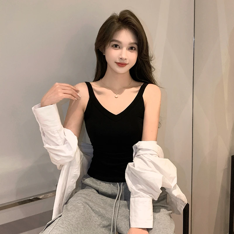 背心女内搭西装夏季打底衫美背外穿黑色无袖遮副乳长款小吊带上衣
