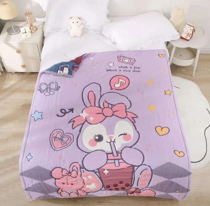 【奶茶小兔】 120cm x 150cm 纯棉多功能轻奢超柔轻奢可爱泡芙被